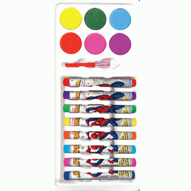 SPIDER-MAN Colouring Set + สีน้ำและสีชอล์ก TEAM SPIDEY